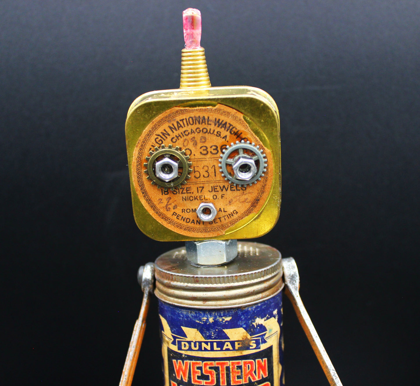 Dunlap the Robot with His Dog Lampy! Assemblage Art Robot! Junk Robot!