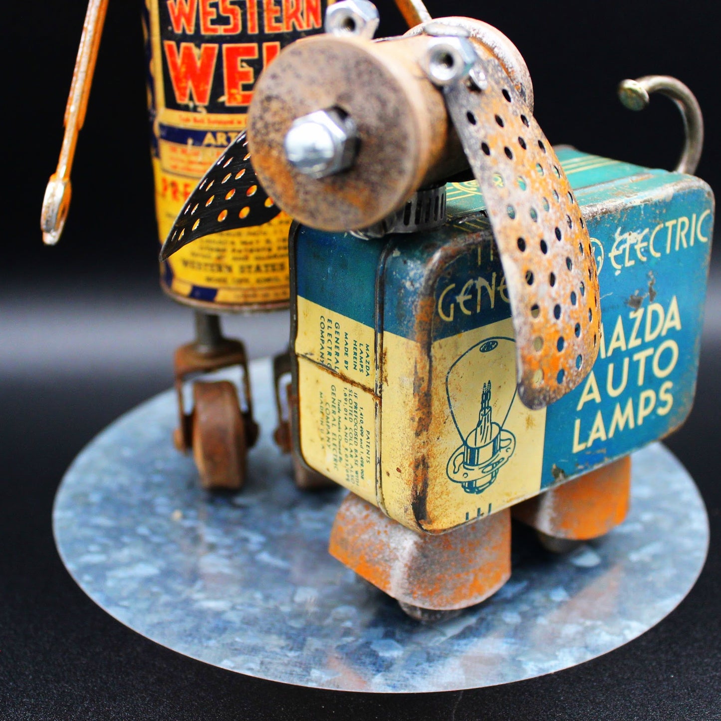 Dunlap the Robot with His Dog Lampy! Assemblage Art Robot! Junk Robot!