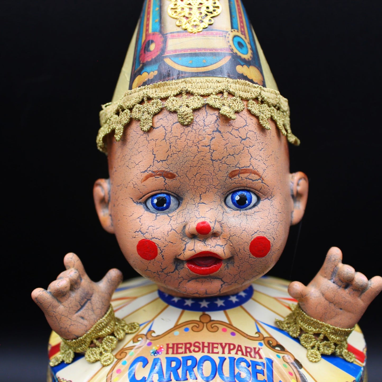 Altered Art Doll!  Mixed Media Clown Doll Made from a Vintage Tin!