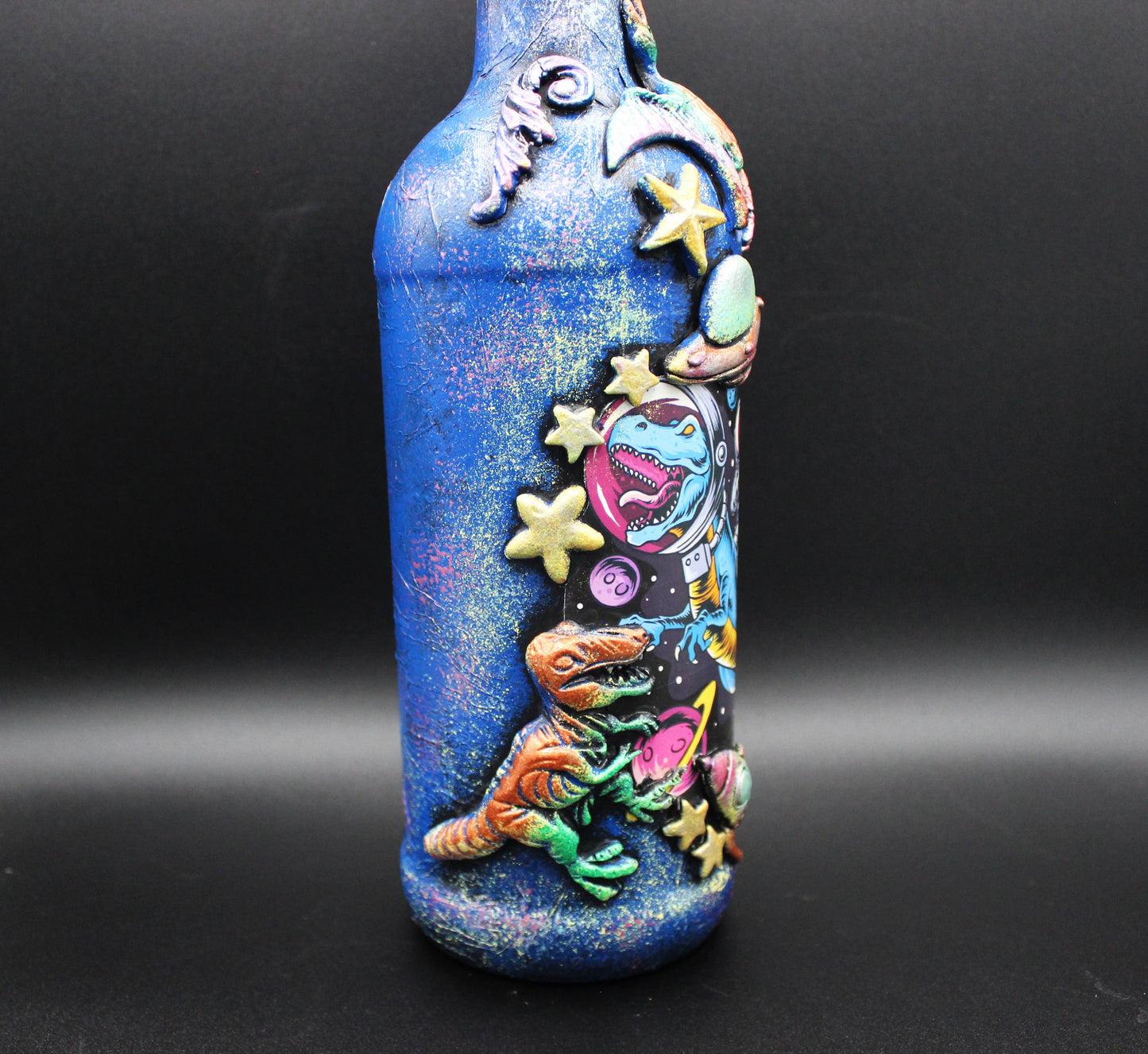 Unique Dinosaur Outerspace Altered Art Bottle!