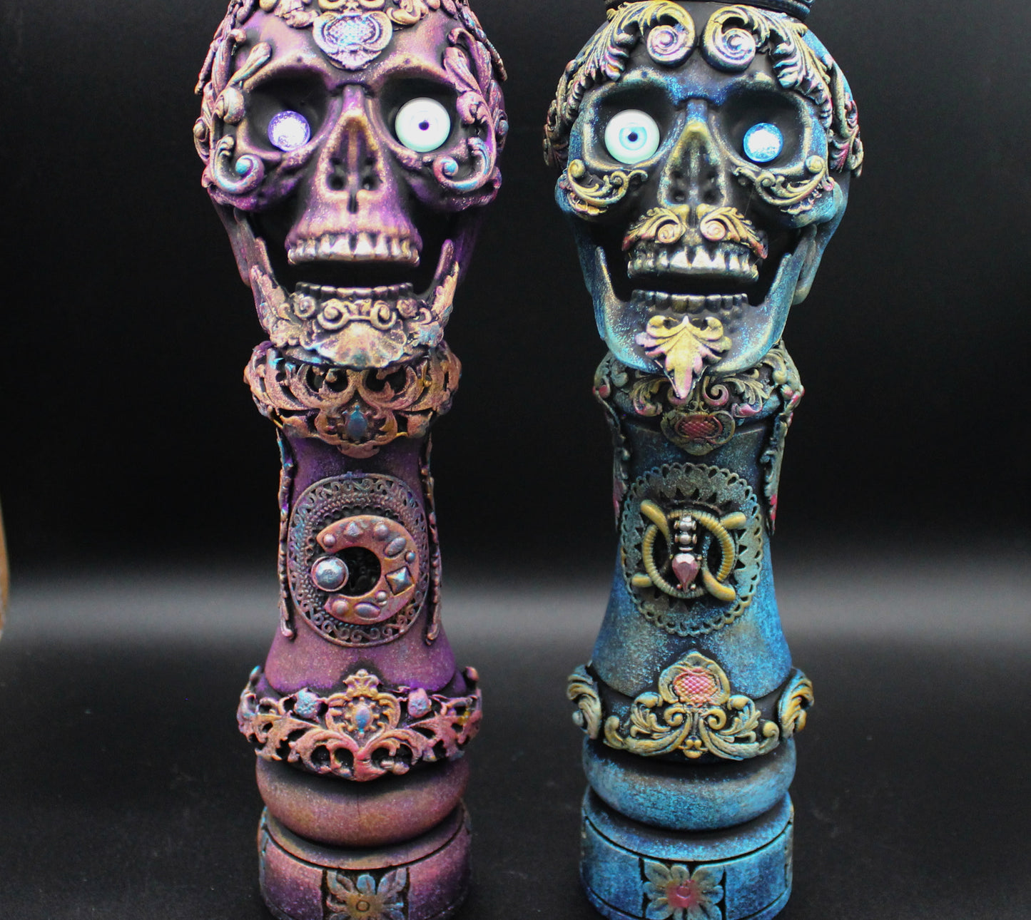 King and Queen Decorative Skulls!  Mixed Media Gothic Decor!