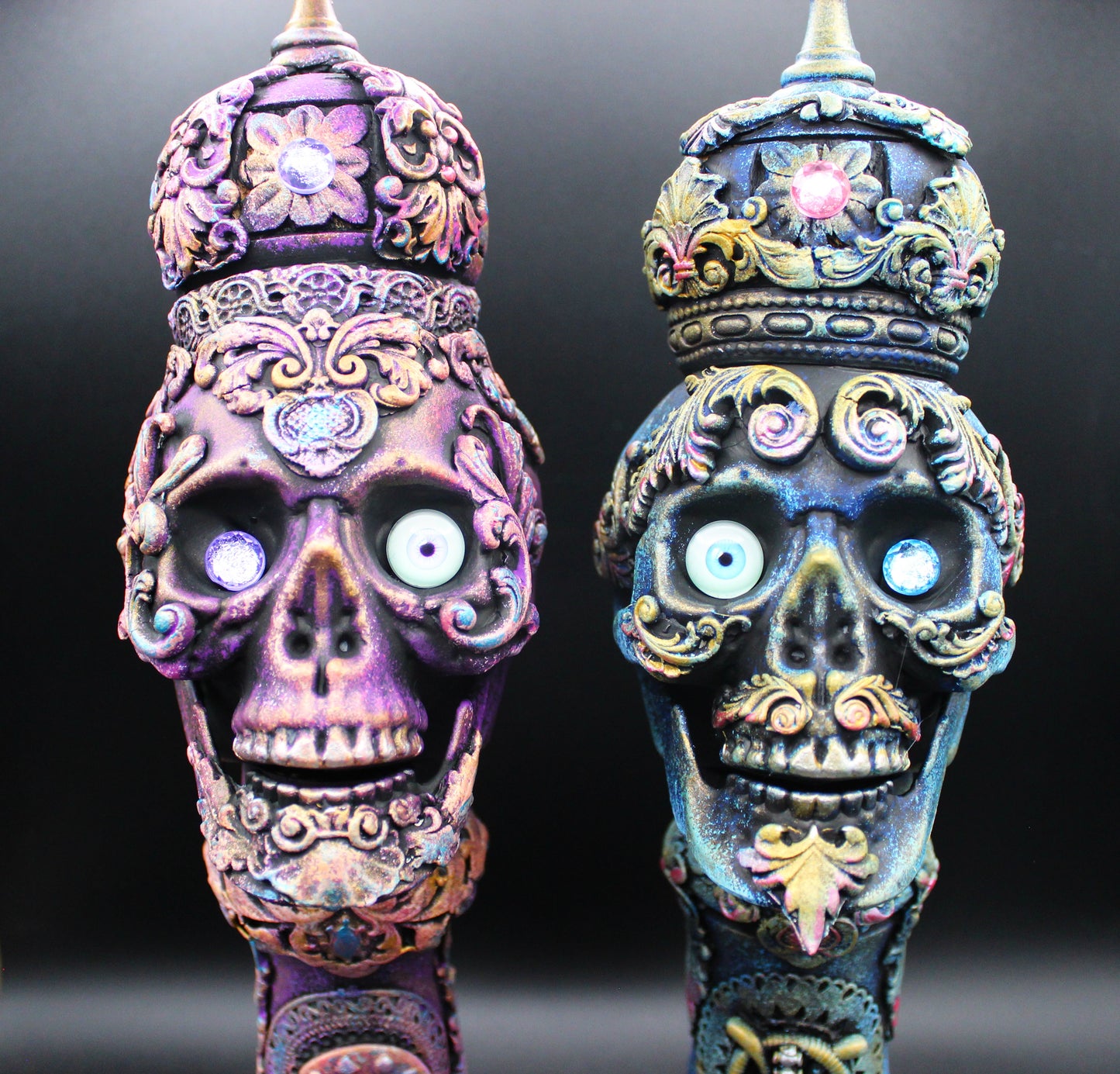 King and Queen Decorative Skulls!  Mixed Media Gothic Decor!