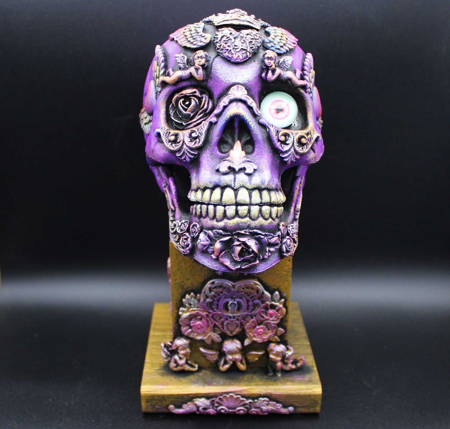 Feminine Skull Decoration!  Mixed Media Art Object!