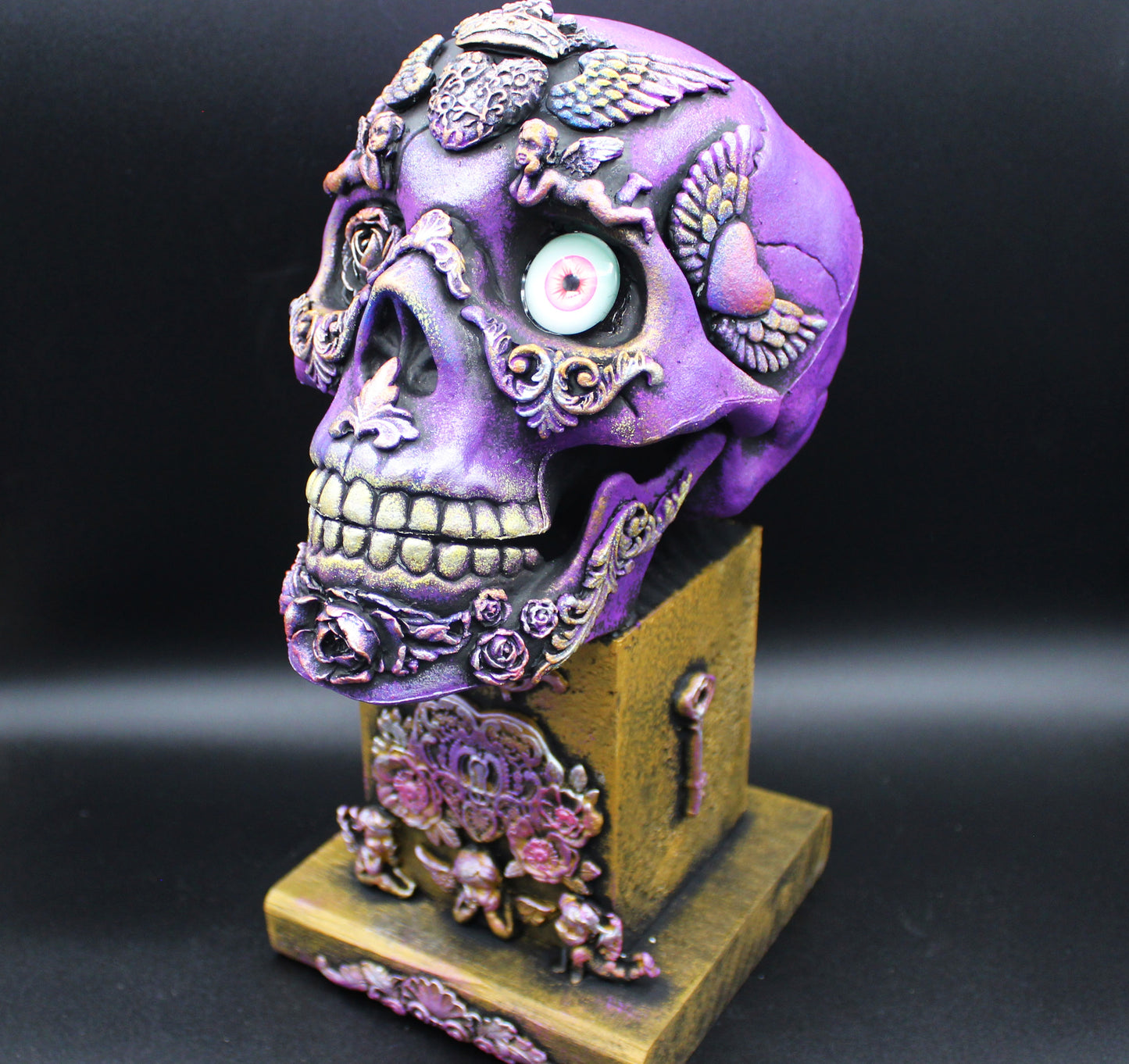 Feminine Skull Decoration!  Mixed Media Art Object!