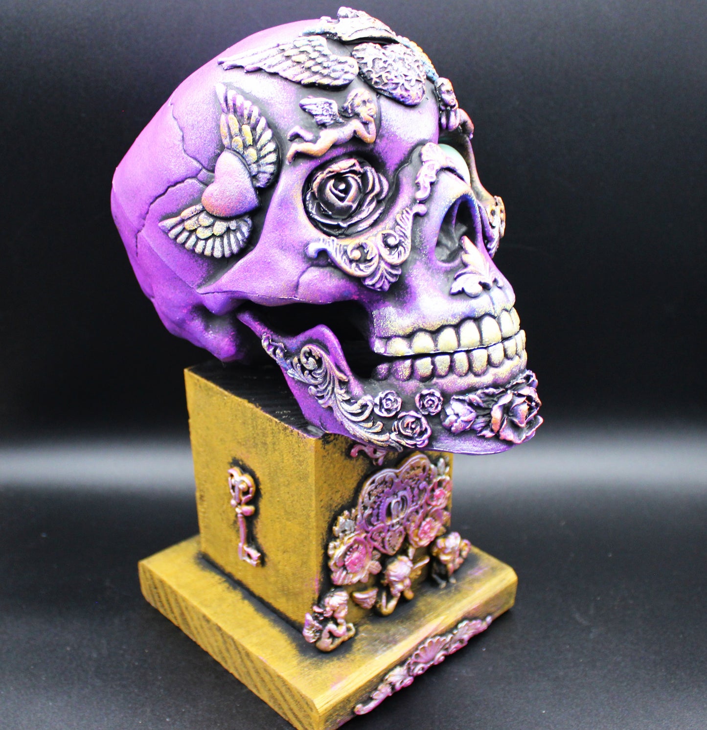 Feminine Skull Decoration!  Mixed Media Art Object!