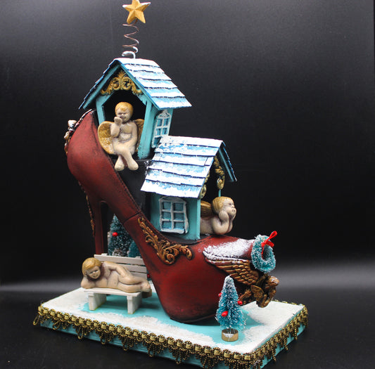 Unusual Angels Living in a Shoe Christmas Decoration!