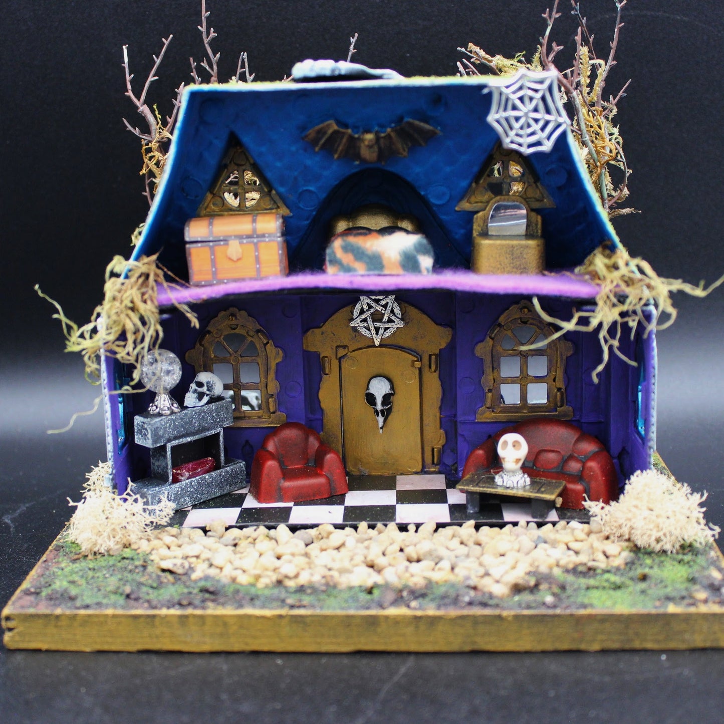 Cute and Creepy Furnished Halloween Miniature Dollhouse!