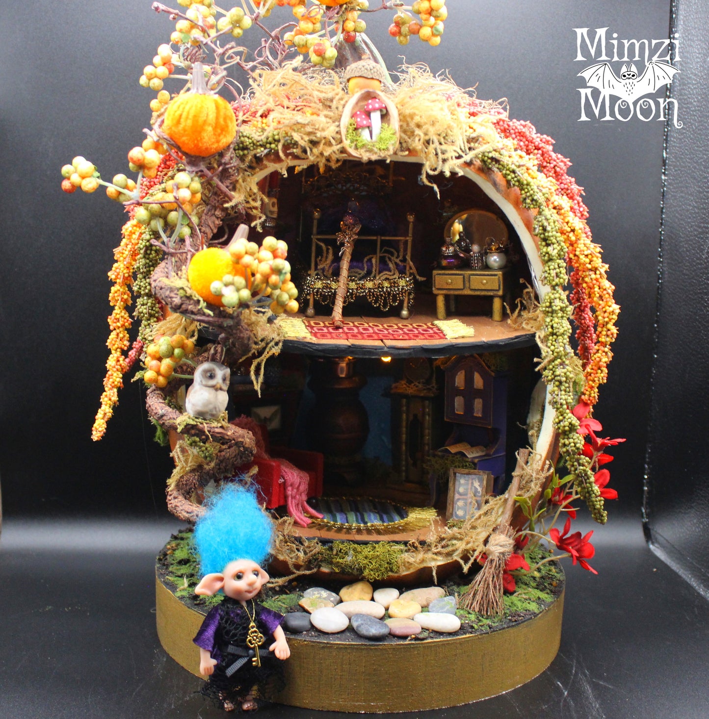 Beautiful Halloween, Pumpkin, Gothic, Witchy Fairy House Dollhouse!