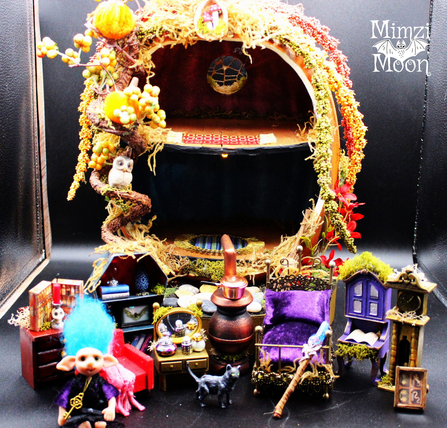 Beautiful Halloween, Pumpkin, Gothic, Witchy Fairy House Dollhouse!