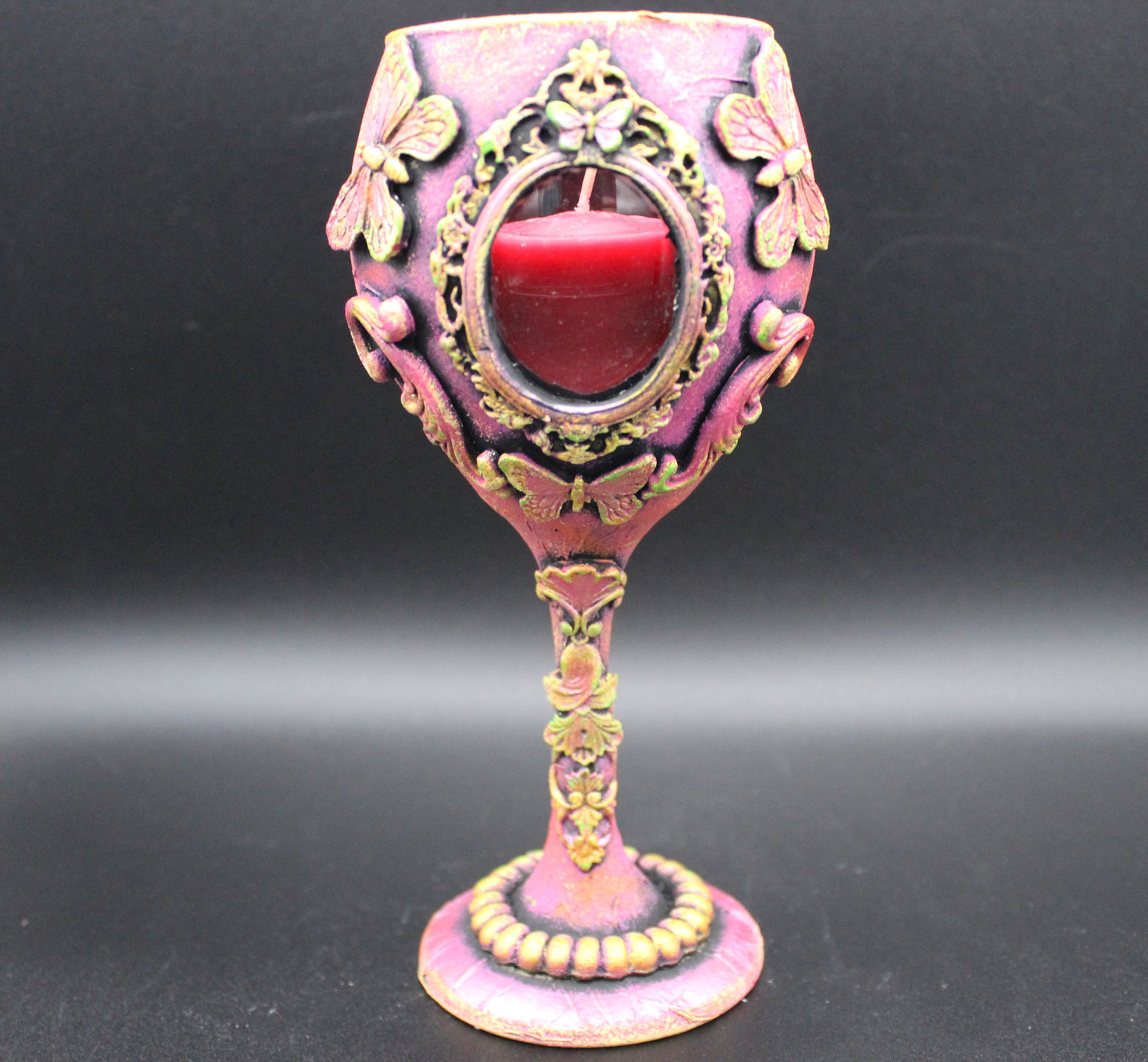 Lovely Butterfly Candleholder!  Wine Glass Candle Holder!