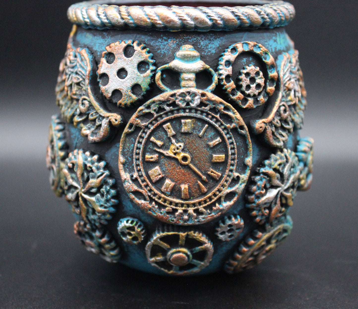 Awesome Steampunk Candleholder! Clock and Gears Candle Holder!