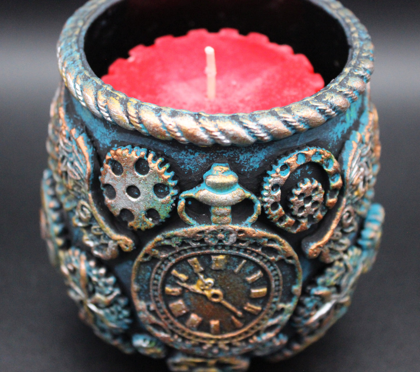 Awesome Steampunk Candleholder! Clock and Gears Candle Holder!