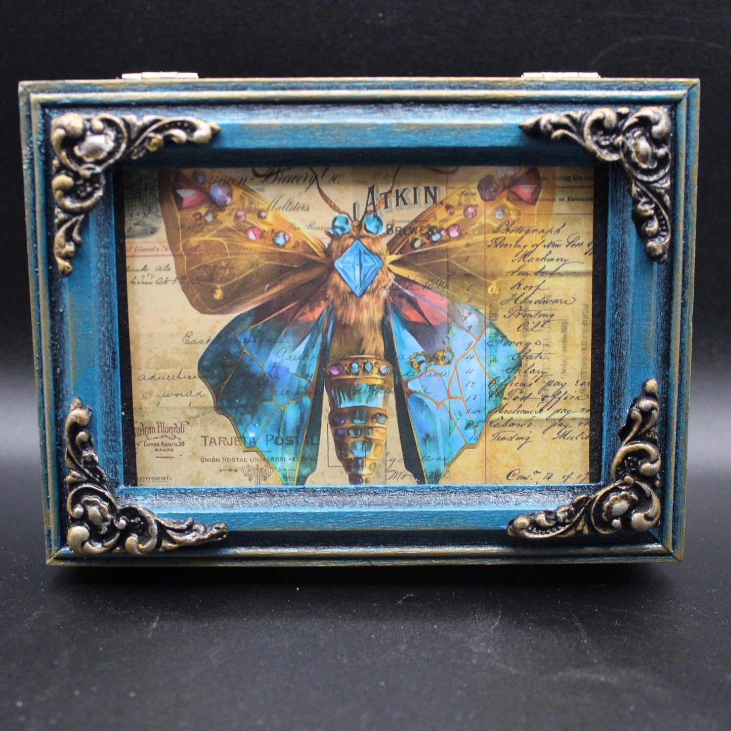 Pretty Moth Jewelry Box!  Butterfly Stash Box! Colorful Keepsake Box!