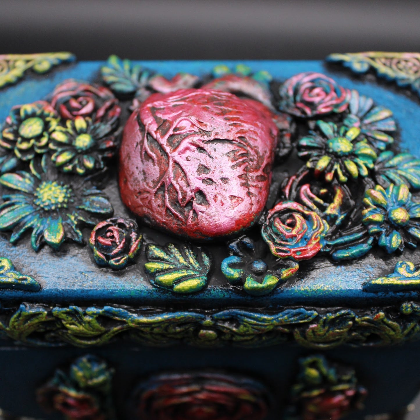 Anatomical Heart Jewelry Box! Colorful Gothic Stash Box. Keepsake Box.