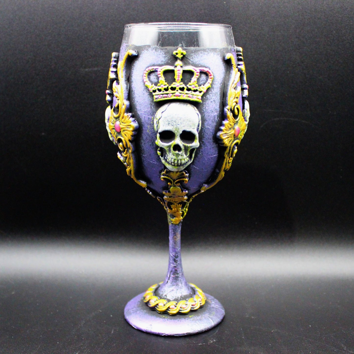 Skull King Goblet! OOAK Chalice! Gothic Wine Glass!