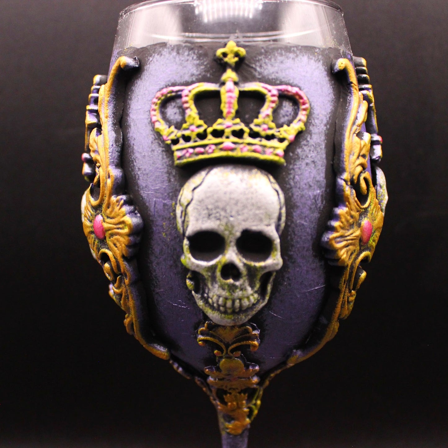 Skull King Goblet! OOAK Chalice! Gothic Wine Glass!