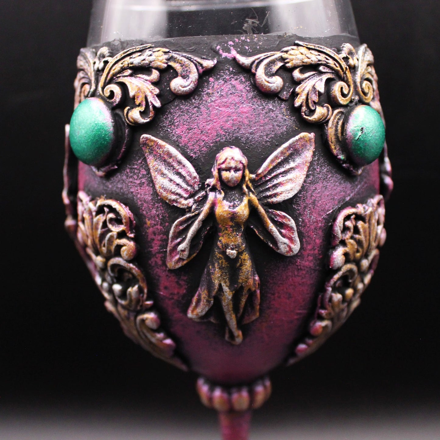 Stunning Fairy Chalice!  Mixed Media Goblet! Beautiful Wine Glass!