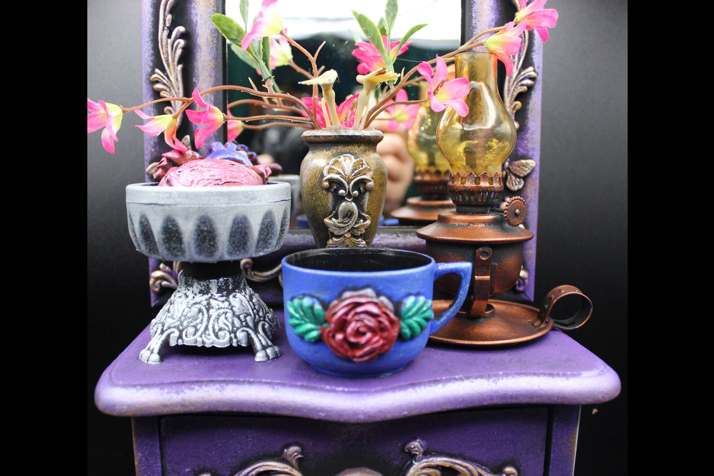 Gorgeous Large Chest Jewelry Box! Purple Gothic Wooden Box!