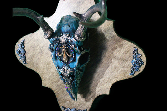 Gorgeous Jeweled Mounted Deer Skull!