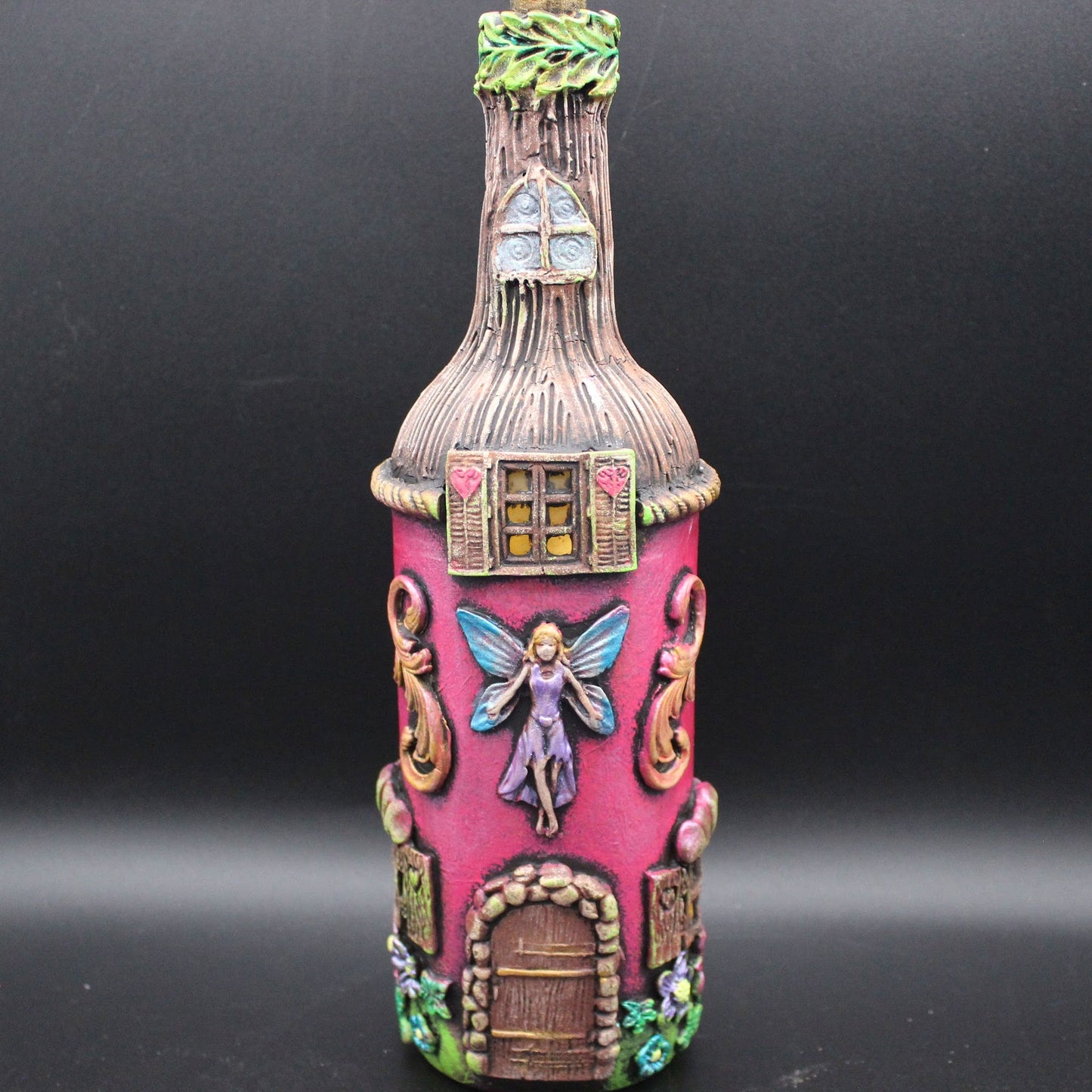 Pink Fairy House Lighted Bottle!