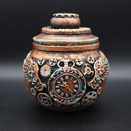 Charming Steam Punk Stash Jar! Decorative Jar!