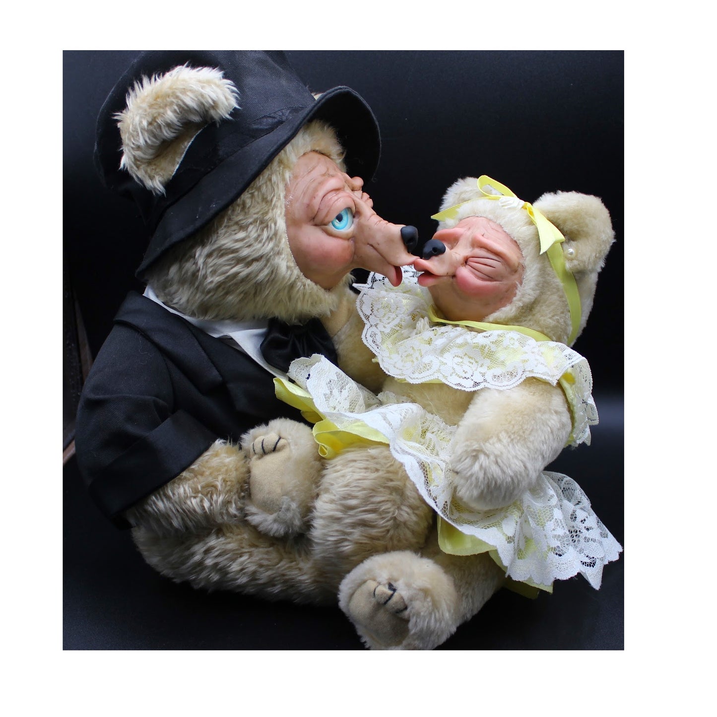 Funny Kissing Bears Art Dolls!  Adorable OOAK Custom Bears!