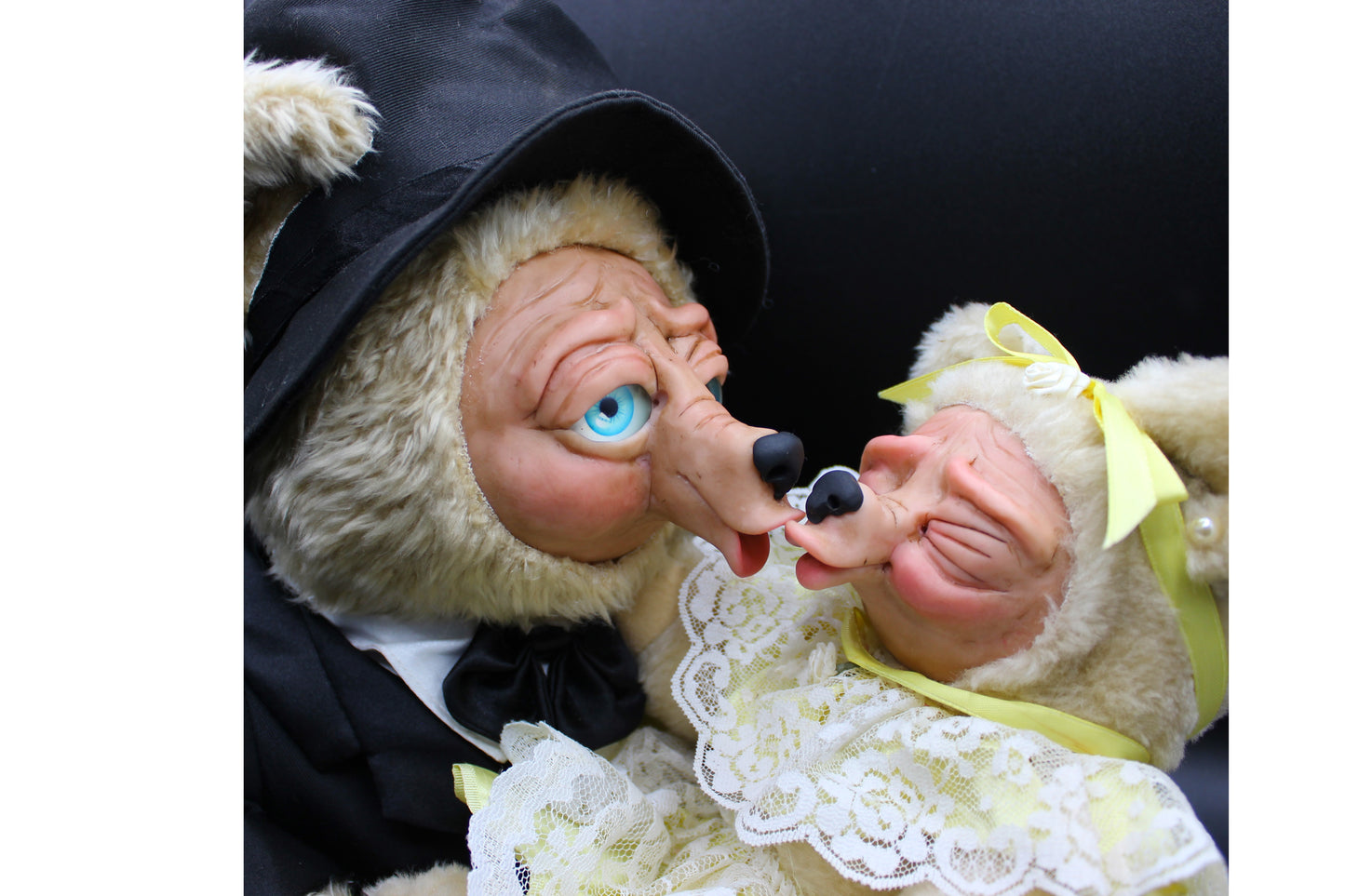 Funny Kissing Bears Art Dolls!  Adorable OOAK Custom Bears!