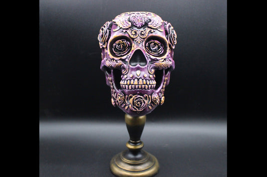 Purple Day of the Dead Skull on a Pedestal!