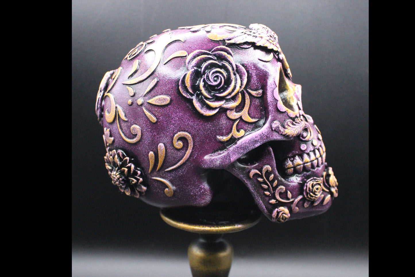 Purple Day of the Dead Skull on a Pedestal!