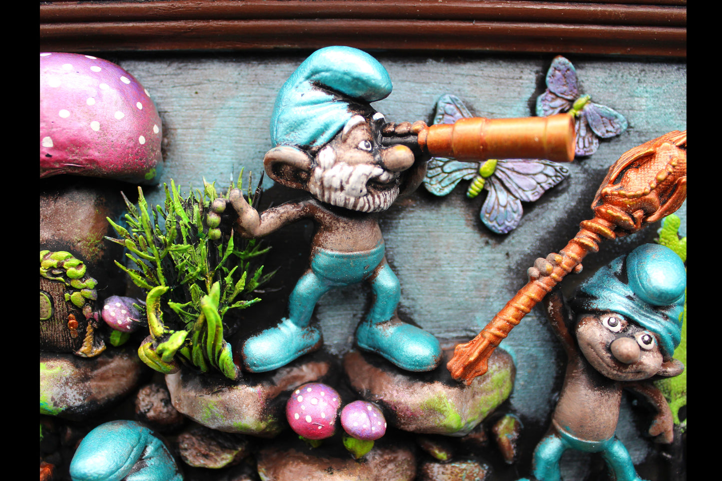 Elf, Gnome, Smurf Altered Art Wall Hanging!