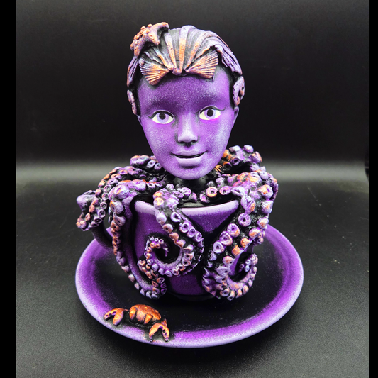 Purple Octopus Girl Tea Cup
