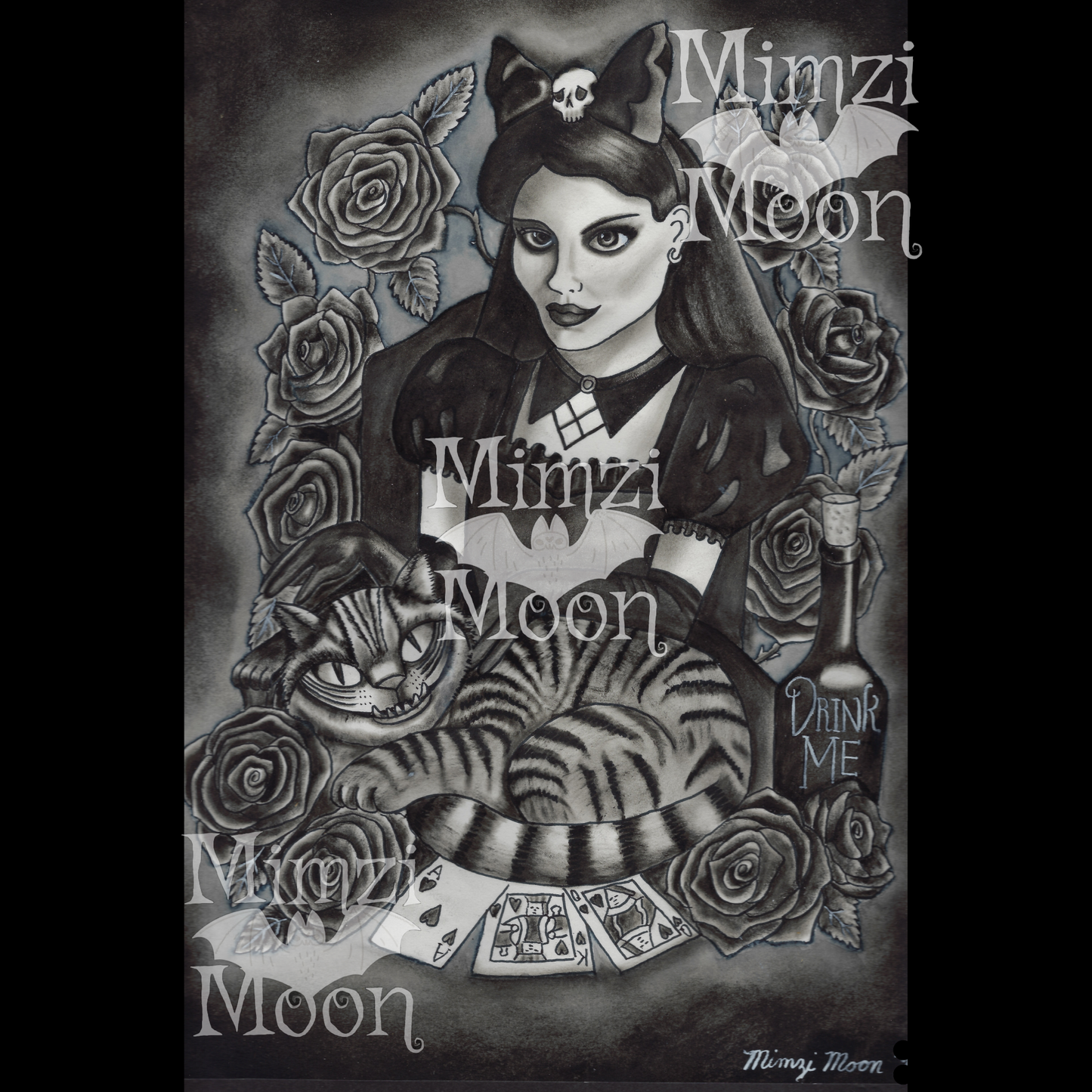Gothic Alice in Wonderland Inspired Art Print by Mimzi Moon