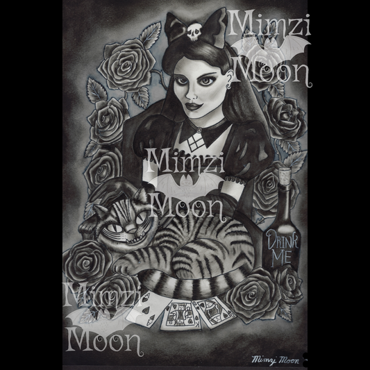 Gothic Alice in Wonderland Inspired Art Print by Mimzi Moon